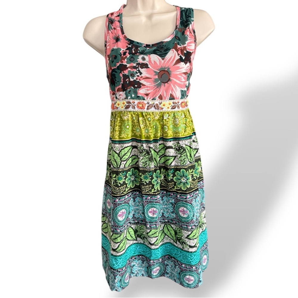 Tracy Porter Flax Mixed Print Cottage Core Dress Size XL